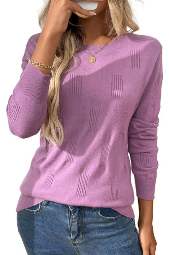 Solid Color Round Neck Long Sleeved Sweater