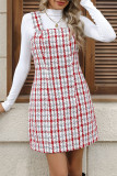 Grid Printed Sleeveless Suspender Dress