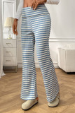 High Waisted Striped Printed Wide Leg Pants