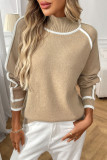 Half High Neck Solid Color Long Sleeved Sweater