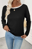 Solid Color Backless Bow Long Sleeved T-Shirt