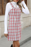 Grid Printed Sleeveless Suspender Dress