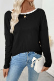 Solid Color Backless Bow Long Sleeved T-Shirt