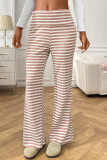 High Waisted Striped Printed Wide Leg Pants