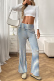 High Waisted Striped Printed Wide Leg Pants