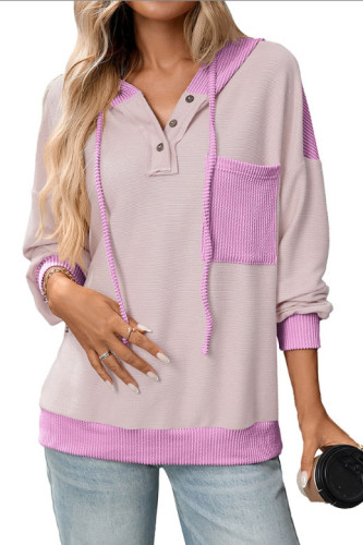 Autumn Winter Pocket Long Sleeved Hooded Sweatshirt