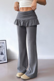 Ruffled High Waisted Slightly Flared Pants
