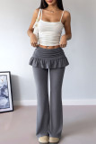 Ruffled High Waisted Slightly Flared Pants