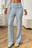 High Waisted Striped Printed Wide Leg Pants