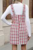 Grid Printed Sleeveless Suspender Dress