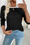 Solid Color Backless Bow Long Sleeved T-Shirt