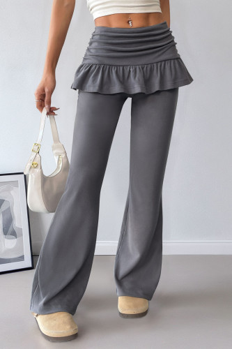Ruffled High Waisted Slightly Flared Pants