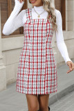 Grid Printed Sleeveless Suspender Dress