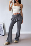 Ruffled High Waisted Slightly Flared Pants
