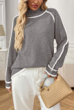 Half High Neck Solid Color Long Sleeved Sweater