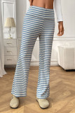 High Waisted Striped Printed Wide Leg Pants