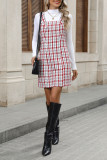 Grid Printed Sleeveless Suspender Dress