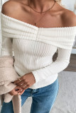 Off Shoulder Long Sleeved Knitted Sweater
