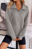 Zipper Long Sleeved Casual Lapel Hoodie