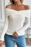Off Shoulder Long Sleeved Knitted Sweater