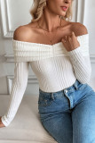 Off Shoulder Long Sleeved Knitted Sweater
