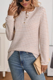 Poluoge Button Round Neck Long Sleeve T-Shirt
