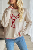 Animal Print Round Neck Long Sleeved Sweater