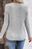 Solid Color V-Neck Long Sleeved T-Shirt
