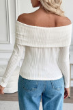 Off Shoulder Long Sleeved Knitted Sweater