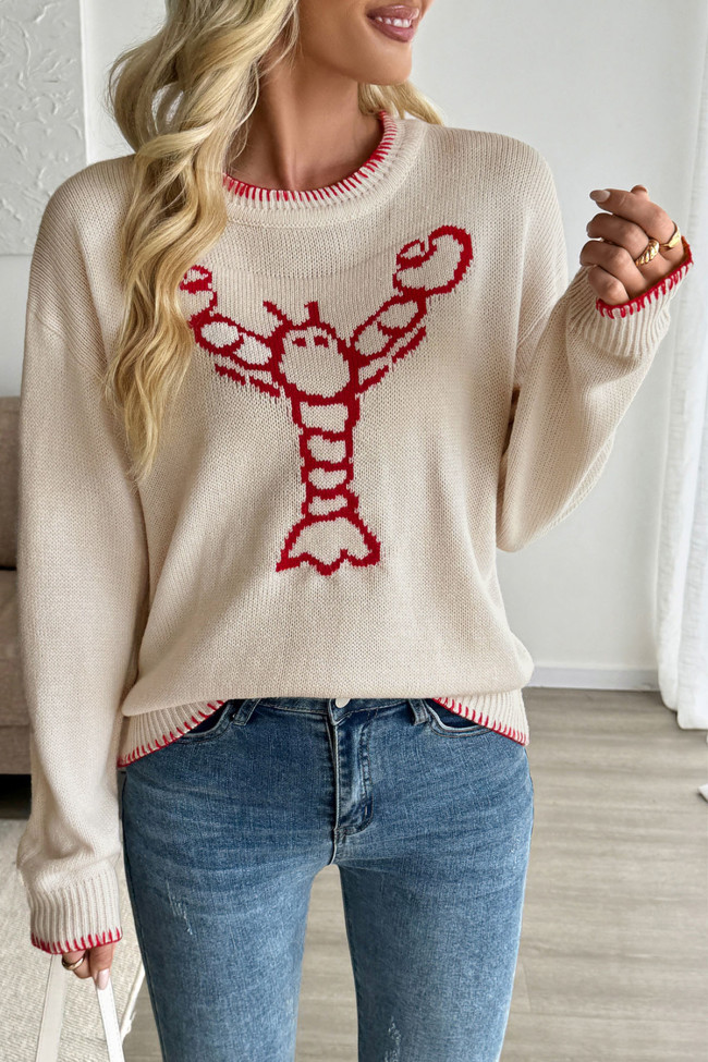 Animal Print Round Neck Long Sleeved Sweater