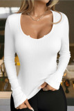 Solid Color Long Sleeved Slim Fit T-Shirt