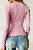 Solid Color Long Sleeved Slim Fit T-Shirt