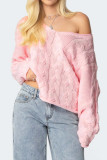 V-Neck Solid Color Long Sleeved Sweater