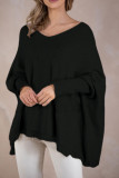 Solid Color Loose Bat Long Sleeved Sweater