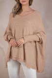 Solid Color Loose Bat Long Sleeved Sweater