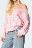 V-Neck Solid Color Long Sleeved Sweater