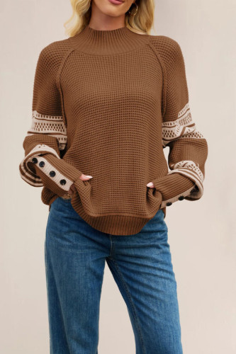 Half High Neck Long Sleeved Knitted Sweater