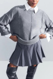 Loose Round Neck Knitted Hollow Sweater