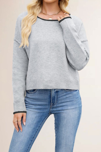 Round Neck Loose Knit Long Sleeved Sweater