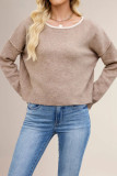 Round Neck Loose Knit Long Sleeved Sweater