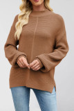 Half High Neck Solid Color Loose Long Sleeved Sweater