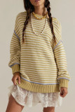 Striped Knitted Round Neck Long Sleeved Sweater