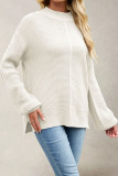 Half High Neck Solid Color Loose Long Sleeved Sweater