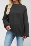 Half High Neck Solid Color Loose Long Sleeved Sweater