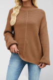 Half High Neck Solid Color Loose Long Sleeved Sweater