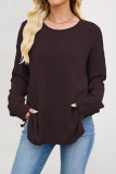 Solid Color Round Neck Loose Knit Sweater