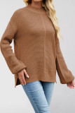 Half High Neck Solid Color Loose Long Sleeved Sweater