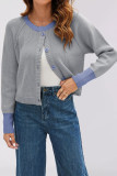 Round Neck Single Row Button Knit Cardigan