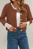 Round Neck Single Row Button Knit Cardigan
