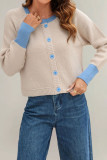 Round Neck Single Row Button Knit Cardigan